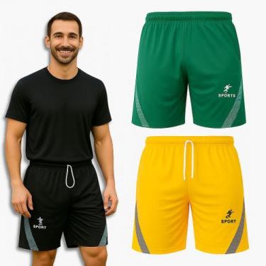 Imagem de Kit Bermuda Masculina Helanca Esportiva Confortável Secagem Rápida - O