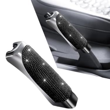 Imagem de MINGZAIQIPEI Capa de freio de mão de engrenagem de mudança de carro cravejada de diamante brilhante, alça de tração de concha de freio de mão, capa protetora de freio de mão de strass, universal para