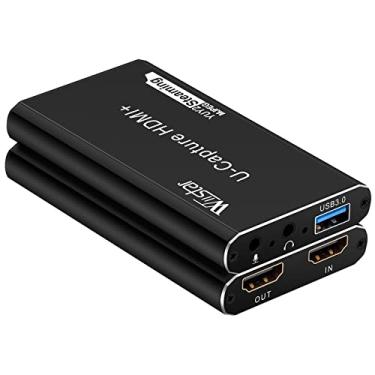 Imagem de Wiistar Placa de captura de áudio e vídeo USB 1080P60fps HDMI para USB3.0 dispositivo de captura de vídeo YUY2 com microfone 4K30Hz HDMI Loopout para gravação de jogos, transmissão ao vivo, PS4