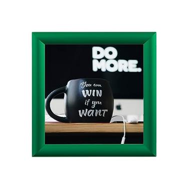 Imagem de Moldura de alumínio BNV para cartaz/certificado de imagem, verde, 30,5 x 30,5 cm, perfil de 2,5 cm, montagem na parede, modo retrato e paisagem, fácil instalação, antirreflexo, capa de PVC, leve