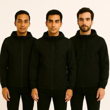 Imagem de Kit 3 Jaqueta Corta Vento Impermeável Basica Lisa sem forro Outono Inv