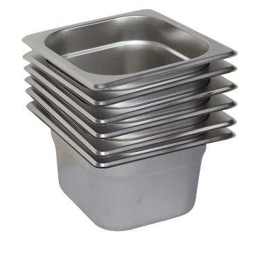 Imagem de 6 Cubas Gastronômica Buffet GN 1/6 150mm Aço Inox Sem Alça