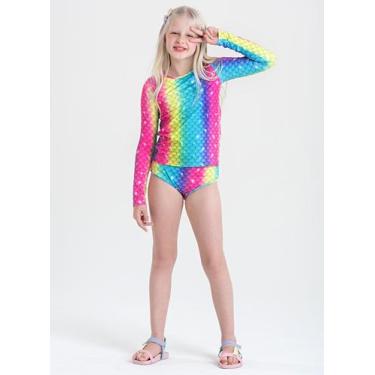 Imagem de Conjunto Biquíni Infantil Menina Rosa Blusa Manga Longa e Calcinha Ser