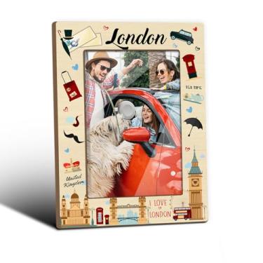 Imagem de ZEDEV Molduras de viagem de Londres, lembranças de Londres, moldura de mesa para presentes de férias para colegas de trabalho, casais amigos, suprimentos decorativos de mesa para sala de estar