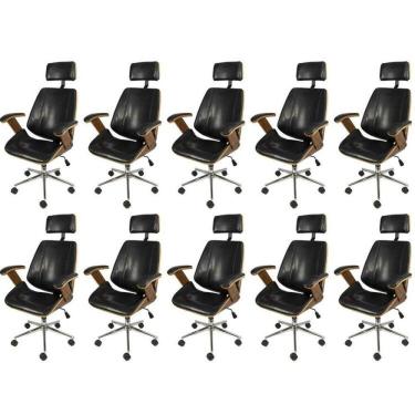 Imagem de Kit 10 Cadeiras para Escritorio Presidente Bergen 3331 Preto