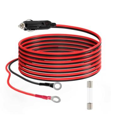 Imagem de ELFCULB Plugue de isqueiro de 12 V para terminal de anel O, cabo de isqueiro macho resistente 14AWG para carros de barco UTV (3 m)