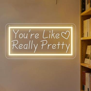 Imagem de Neonawall You’re Like Really Pretty Neon Sign for Wall Decor Heart Light Up Letters Led Sign Birthday Party Signs Led Decorative Night Signs Room Decorations Christmas Party Gifts for Friends Girl