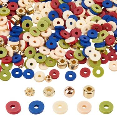 Imagem de SUNNYCLUE 1 caixa 3450 peças kit de contas de argila plana contas de disco de argila de polímero a granel colorido acrílico redondo sortido ouro pequeno espaçadores soltos para fazer joias, pulseira