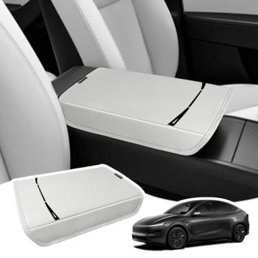 Imagem de Muslogy Capa de apoio de braço para console central compatível com Tesla Model Y Refresh 2026 Almofada de apoio de braço Almofada de descanso de braço Protetor de couro vegano regular grosso (25+ |