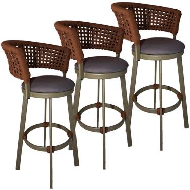 Imagem de 3 Banqueta Corda Náutica em Alumínio Balcão Jardim, Edícula Balcão, Edícula, Cozinha Trama