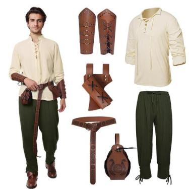 Imagem de Conjunto de fantasias masculinas Hewlaud Renaissance Pirate verde XL