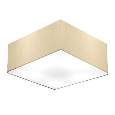 Imagem de Plafon Quadrado Vivare Md-3053 Cúpula Em Tecido 21/60x60cm - Bivolt Algodão-crú 127/220v