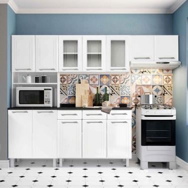 Imagem de Cozinha Completa em Aço Topázio 12 Portas 3 Gavetas com Vidro Branco - Telasul