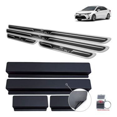 Imagem de Soleiras Aço Inox Toyota Corolla Gli 2020 Preto Alto Relevo