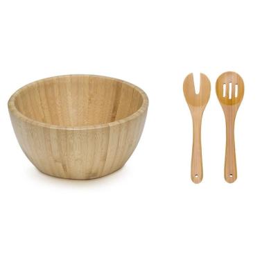Imagem de Saladeira De Bambu Mod 19 Cm Pegadores Separados - Ecologica