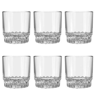 Imagem de Jogo C/6 Copos Baixos de Vidro Transparente Fiorde 290ml P/ Whisky Drink Suco Agua
