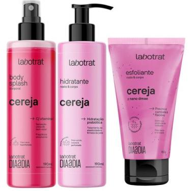 Imagem de Kit Hidratante Esfoliante e Body Splash Cereja Dia a Dia Labotrat Cuid