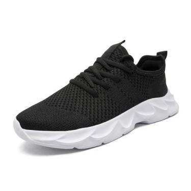 Imagem de Tênis EGMPDA masculinos de corrida, preto e branco, tamanho 43