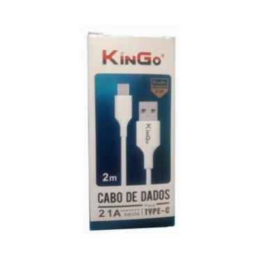 Imagem de Cabo De Dados Usb-C Kingo Branco 2M 2.1A Para Galaxy A72