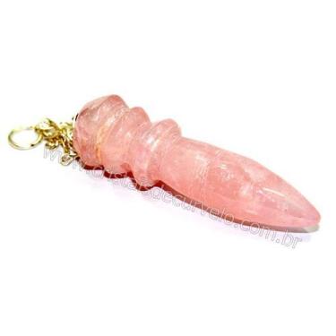 Imagem de 100 Pêndulo Egípcio de Pedra Quartzo Rosa para Atacado - 100 Unidades 