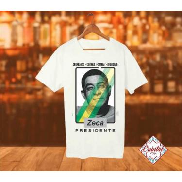 Imagem de Camiseta Zeca Pagodinho Presidente - Preto e Branco - no-brand, Branco