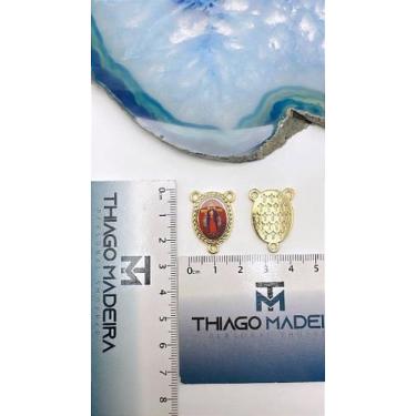 Imagem de Pingente Religioso Santa Chagas de Jesus - 3 Saídas Dupla Face em Ouro