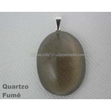 Imagem de 50 Pingentes Cabochão de Quartzo Fumê Natural com Pino em Banho de Pra