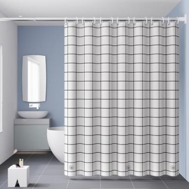 Imagem de jssablo Forro de cortina de chuveiro, cortinas de chuveiro 100% à prova d'água Eva com 3 ímãs de fundo pesado e 12 ilhós à prova de ferrugem, forro de chuveiro ponderado 72x72 para box de chuveiro