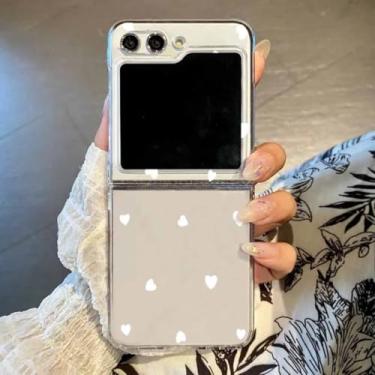 Imagem de Capa para Galaxy Z Flip6 com estampa de coração transparente e dobrável (para Galaxy Z Flip6/A517 branco)