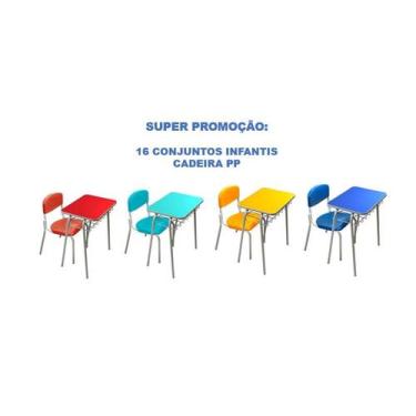 Imagem de Kit 16 Conjuntos Infantis c/ Cadeiras em Polipropileno - SchoolCenter