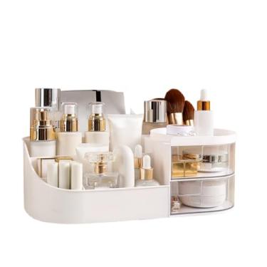 Imagem de Organizador de Mesa Cosméticos Multiuso Escritório Multifuncional Porta Canetas Porta Lápis Maquiagem Make Penteadeira Banheiro Compartimentos Gavetas Ideal para Homeoffice Estudos Infantil (Branco)