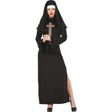 Imagem de Fantasia Halloween Feminina Adulta Freira Valak do Mal de Luxo Vestido Preto Longo com Véu (Preto, M 42-44)