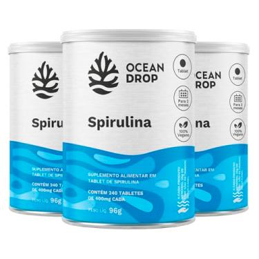 Imagem de Kit 3 Spirulina Ocean Drop Vegana 240 Cápsulas