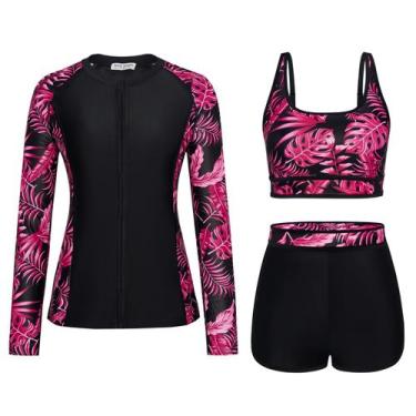 Imagem de Maiô Rash Guard Kate Kasin UPF 50+ de manga comprida para mulheres