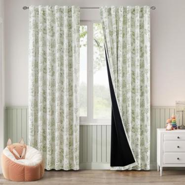 Imagem de Cortinas Jinchan 100% Blackout Nursery 214 cm Verde Sálvia