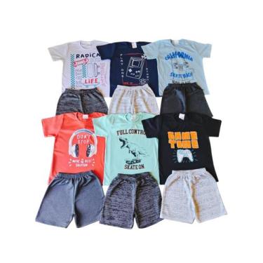 Imagem de kit 12 Peças 6 Camisetas e 6 Bermudas Menino Infantil - Sem Marca, 10 