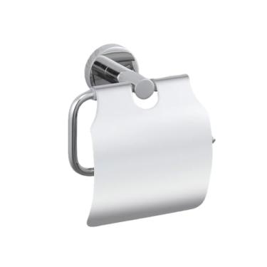 Imagem de Acessórios de banheiro Suporte de escova de vaso sanitário polido cromado toalheiro saboneteira gancho de prateleira de parede de vidro suporte de papel higiênico SUS, suporte de papel (com capa)