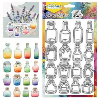 Imagem de CHGCRAFT Vários estilos de garrafas, selos de vidro transparentes e selo de silicone para scrapbooking e cartões, decoração de artesanato de papel 15 x 10 cm
