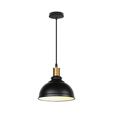 Imagem de YQSLQZZ Lustre de ilha de cozinha preto, luminária pendente de restaurante de fazenda industrial vintage, mesa de jantar em cúpula acima da pia, luzes de teto suspensas