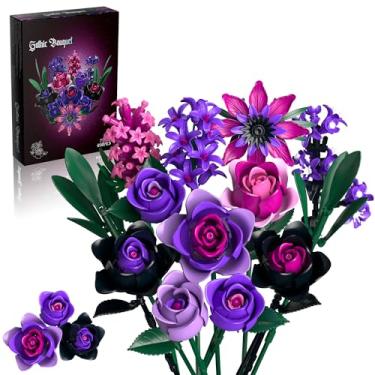 Imagem de Teefrye Purple Rose Bouquet Building Set: Compatible with Lego Flowers for Adults Women Gothic Artificial Botanical Collection Christmas Mother's Day Valentine's Gifts Home Decor (458 PCS)