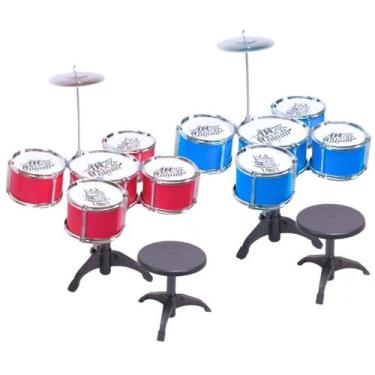 Imagem de Mini Bateria Musical Infantil Azul C/ Luz e Banco - Castela - CASTERLA