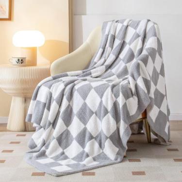 Imagem de Manta Throw Blanket SeaRoomy Checkered Reversível 130 x 160 cm cinza