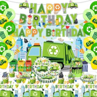 Imagem de Suprimentos para festas, caminhões de lixo, decorações de aniversário,