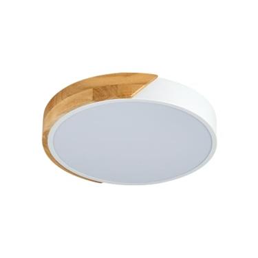Imagem de Plafon Led Inspiratiion Redondo Branco C/Madeira Ø23Cm 3000K / 4000K / 6000K 18W Ly-8168S Wh