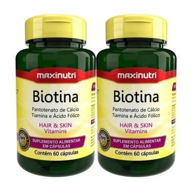 Imagem de Kit 2 Biotina Cabelo Unhas E Vitaminas + Acido Fólico 60Caps-Unissex