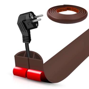 Imagem de Escondedor autoadesivo para cabo de chão, gerenciamento de cabos de 3 m, protetor de faixa de extensão para fios, evita viagens de cabos para escritórios, academias, exposições. Cavidade: 1 cm (L) x