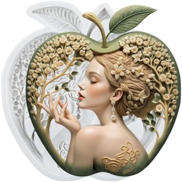 Imagem de MYPRACS Molde de silicone Apple Girl Avatar Fondant para decoração de bolo de açúcar, topo de cupcake, pasta de goma de chocolate, argila de polímero