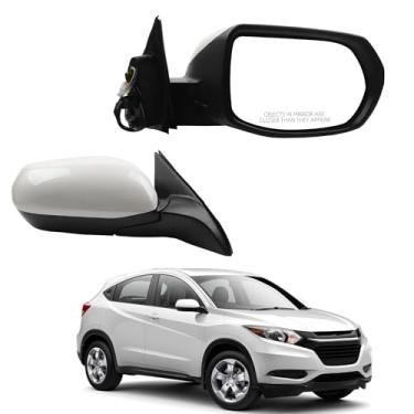 Imagem de Dasbecan Espelho lateral do passageiro direito compatível com Honda HRV 2017-2022 com vidro elétrico, dobrável manual, não aquecido, platina branca pérola substituta # HO1321285 (3 pinos)
