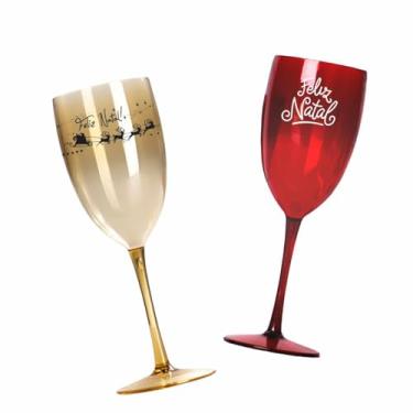 Imagem de Kit 15 Taças Vinho Drink 420ml Acrílica FELIZ NATAL - Aloha (Rubi - Papai Noel)