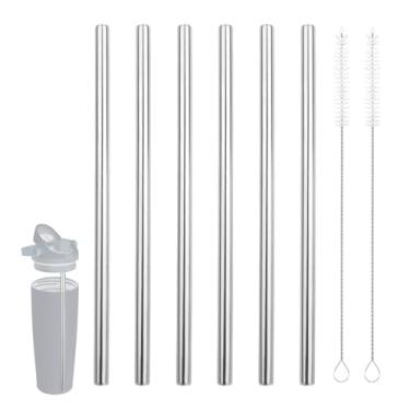 Imagem de 6 Peças Palhinhas Substituição Compatíveis com Owala FreeSip Sway 30oz, Palhinhas Reutilizáveis em Aço Inoxidável com 2 Escovas Limpeza Garrafas de Água de Substituição para Owala